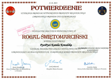 Rogal Świętomarciński. Certyfikat PyziPyzi - domowe wyroby cukiernicze. Pierwsza i jedyna cukiernia w Kaliszu z certyfikatem!