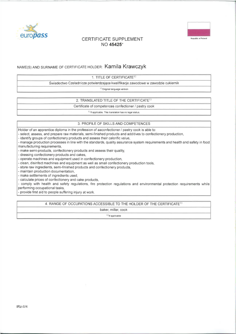 Europejski certyfikat zawodu