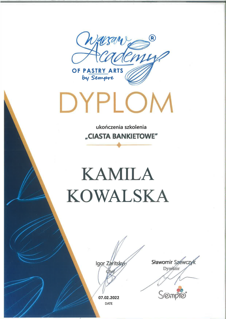 Warszawska akademia cukiernictwa kamila kowalska